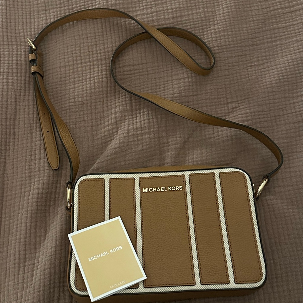 Michael Kors Tan and Cream Crossbody